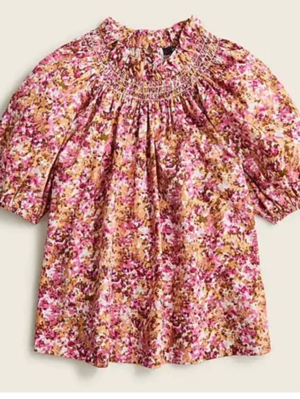 J CREW | Smocked Floral Puff Sleeve Top